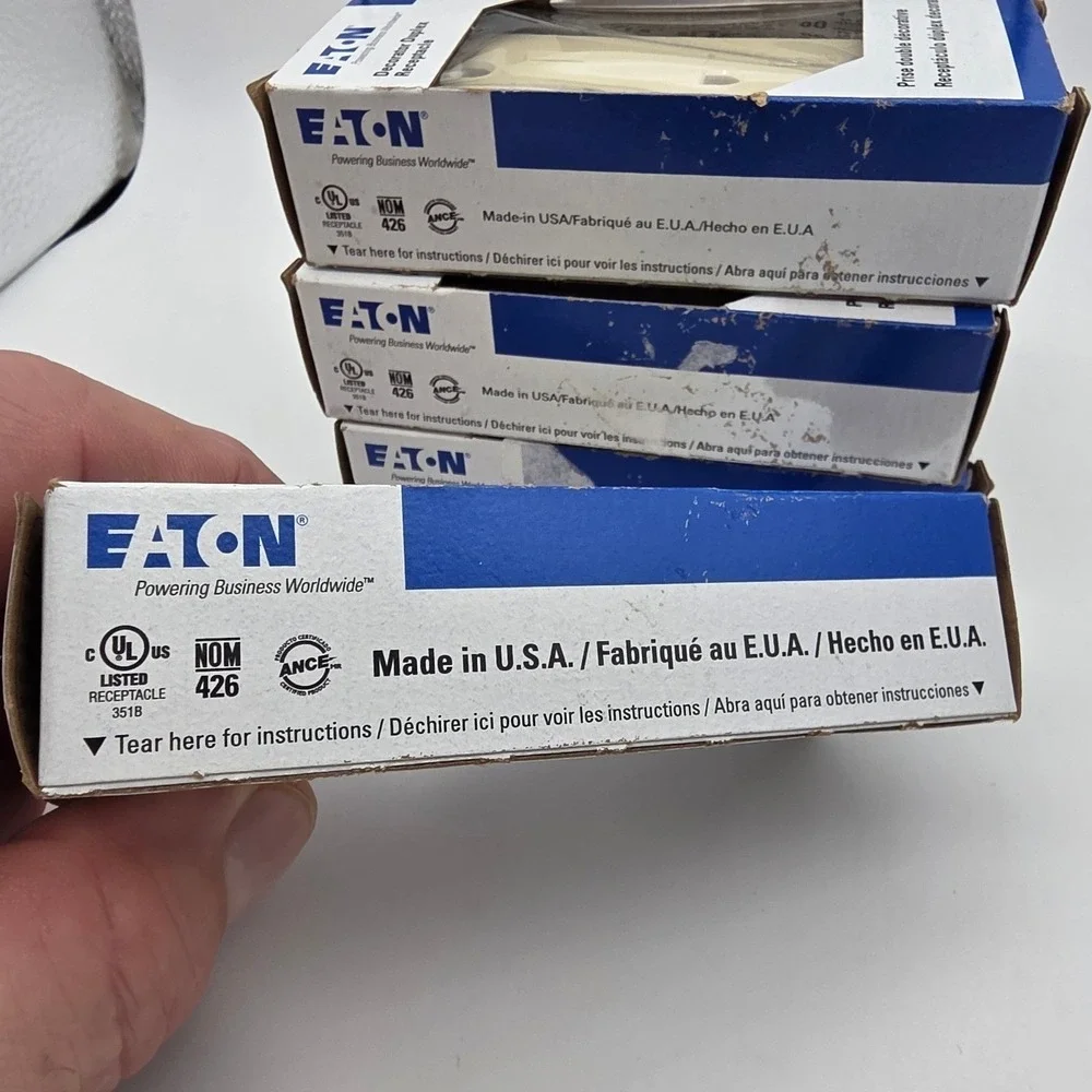 Eaton Decorator Duplex Receptacle Ivory 15A 125V AC Grounding 1107V BX LW 8 pack